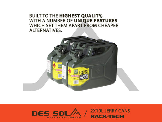 Des Sol – 10 Litre Jerry Cans (Green Or Yellow)
